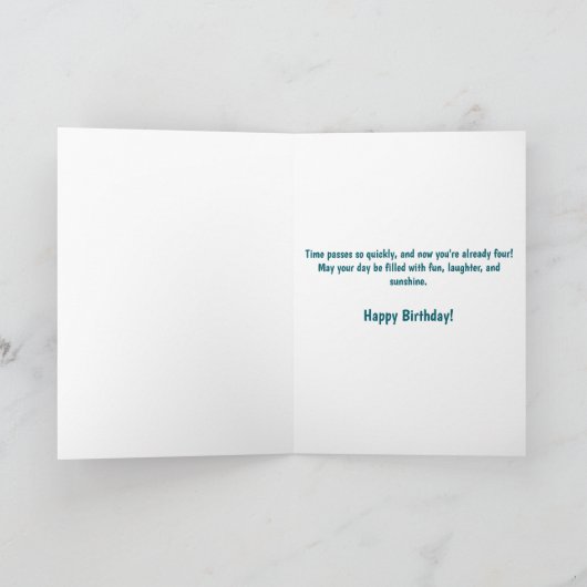 Zomer strandemmer Happy 4th Birthday Palmbomen Kaart (Binnen)