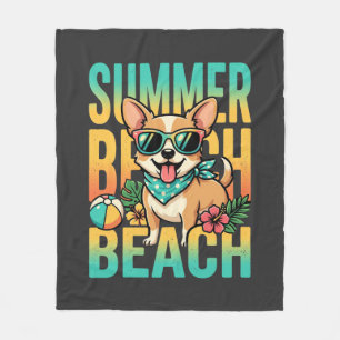 Zomer strandhond vakantie vector fleece deken