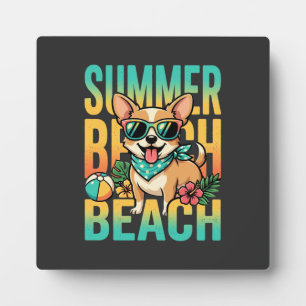 Zomer strandhond vakantie vector fotoplaat