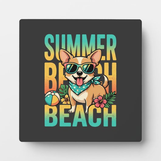 Zomer strandhond vakantie vector fotoplaat (Voorkant)