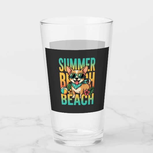 Zomer strandhond vakantie vector glas (Voorkant)