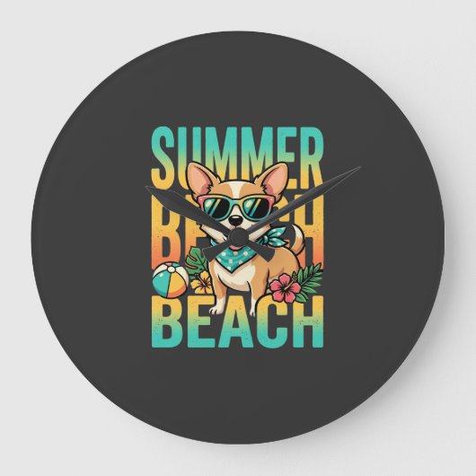 Zomer strandhond vakantie vector grote klok (Voorkant)