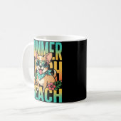 Zomer strandhond vakantie vector koffiemok (Voorkant links)