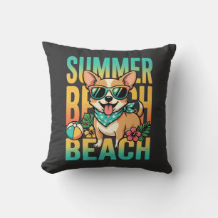 Zomer strandhond vakantie vector kussen