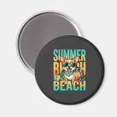 Zomer strandhond vakantie vector magneet (Voorkant / Achterkant)