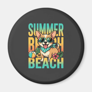 Zomer strandhond vakantie vector magneet