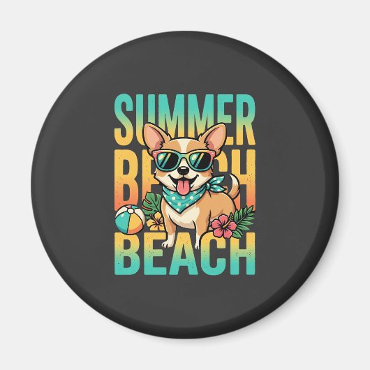 Zomer strandhond vakantie vector magneet (Voorkant)