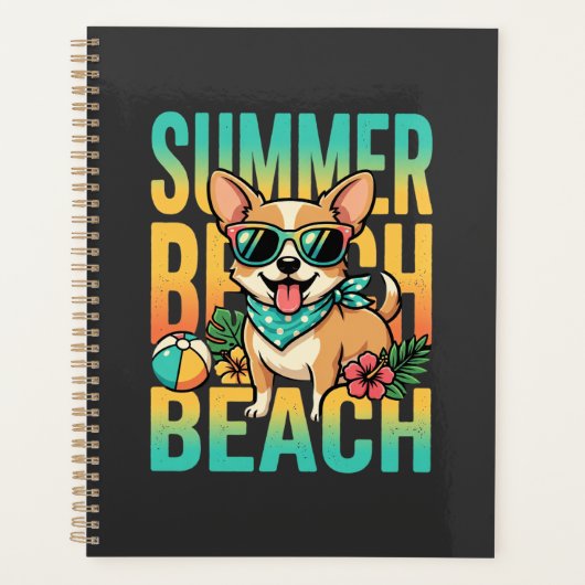 Zomer strandhond vakantie vector planner (Voorkant)