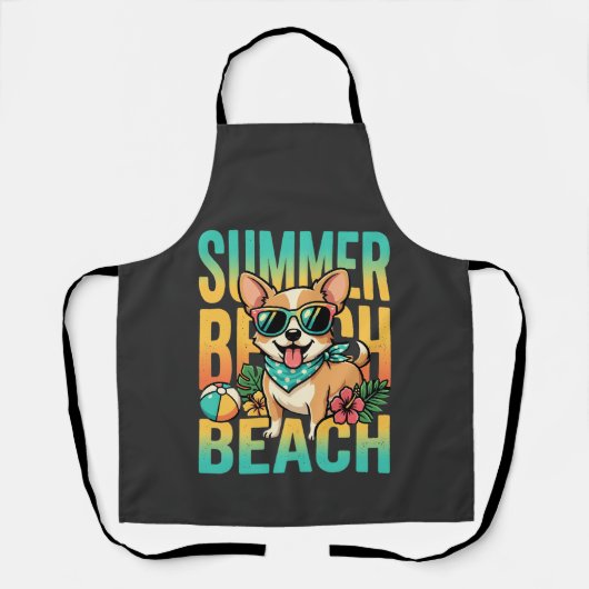 Zomer strandhond vakantie vector schort (Voorkant)