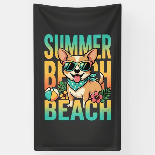 Zomer strandhond vakantie vector spandoek (Verticaal)