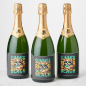Zomer strandhond vakantie vector sparkling wijnetiket (Flessen)