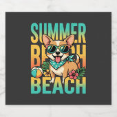 Zomer strandhond vakantie vector sparkling wijnetiket (Enkel label)