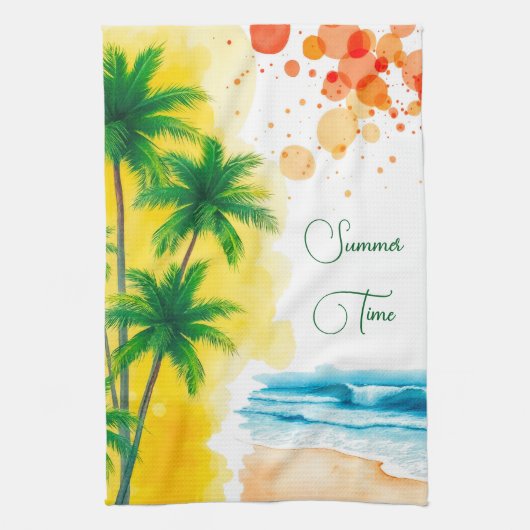 “Zomer” strandontwerp Theedoek (Verticaal)