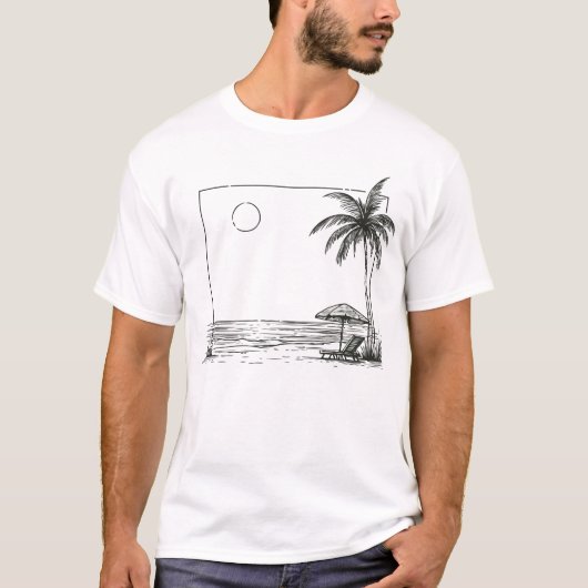 Zomer Strandpalm T-shirt (Voorkant)