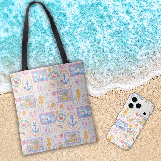 Zomer strandpatroon Cute Beach Tote Bag