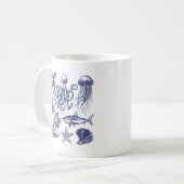 Zomer strandschildpad Vis Haai Octopus Zeeschelp Koffiemok (Voorkant links)