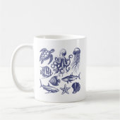 Zomer strandschildpad Vis Haai Octopus Zeeschelp Koffiemok (Links)