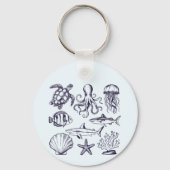 Zomer strandschildpad Vis Haai Octopus Zeeschelp Sleutelhanger (Achterkant)