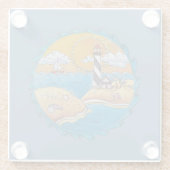 Zomer-strandsport kust glazen onderzetter (Achterkant)