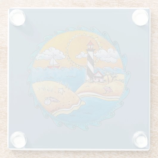 Zomer-strandsport kust glazen onderzetter (Achterkant)