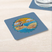 Zomer-strandsport kust kartonnen onderzetters (Schuin)