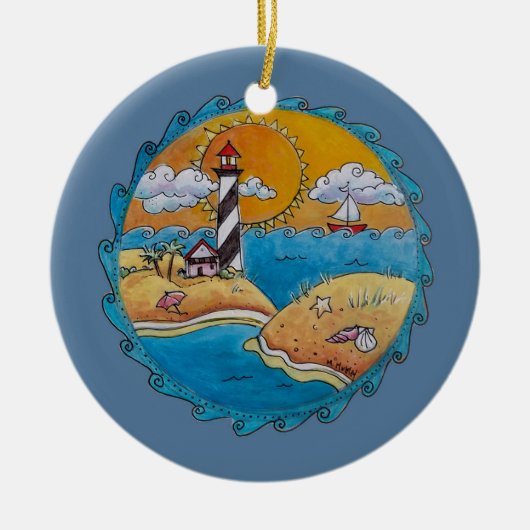 Zomer-strandsport kust keramisch ornament (Voorkant)