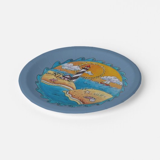 Zomer-strandsport kust papieren bordje (Gekanteld)