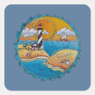 Zomer-strandsport kust vierkante sticker