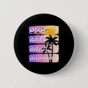 Zomer strandvakantie Zout Zon Zand Zonsondergang C Ronde Button 5,7 Cm