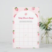 Zomer Strawberry Baby Bingo Baby shower spel (Staand voorkant)
