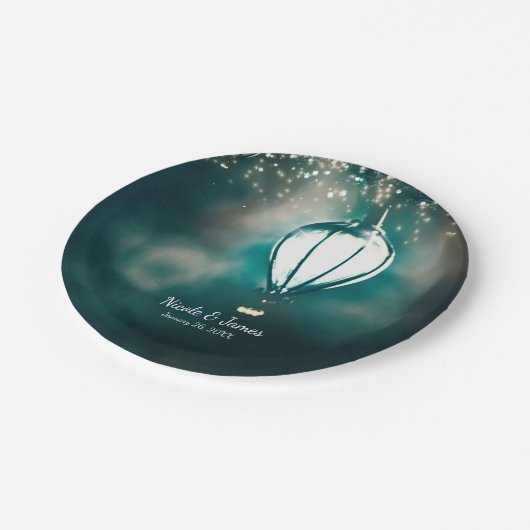 Zomer String Lights betoverde bruiloft receptie Papieren Bordje (Gekanteld)