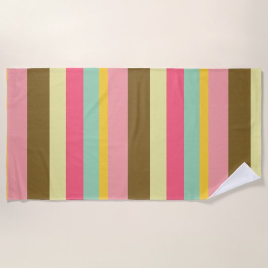 Zomer Stripe Kleurenpalet Ontwerp Strandlaken (Voorkant)