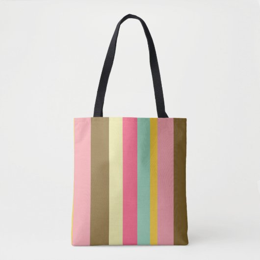 Zomer Stripe Kleurenpalet Ontwerp Tote Bag (Voorkant)
