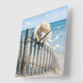 Zomer Strohoed Op Strandhek Vierkante Klok (Hoek)