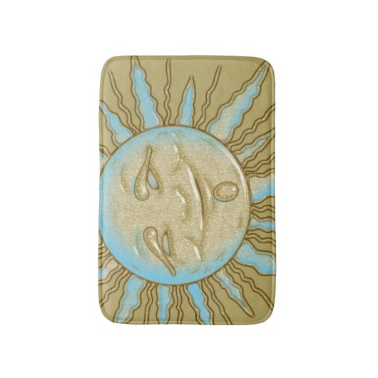 Zomer Sun Blue Gold Bath Mat (Voorkant Verticaal)
