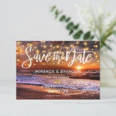Zomer Sunset Beach Bruiloft Save the Date Kaart (Staand voorkant)