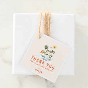 Zomer Surf Birthday party Dank je wel voor de tags Bedankjes Labels