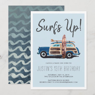 Zomer Surf Party   Uitnodiging voor Vintage Auto