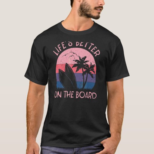 Zomer Surf stijl Lifeu2019s beter op het bord V T-shirt (Voorkant)