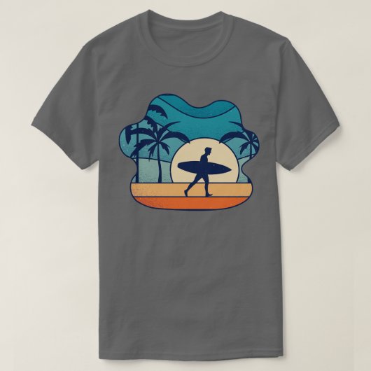 Zomer Surf Surfen Retro Kunst T-shirt (Design voorkant)