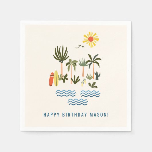 Zomer Surf Verjaardagsfeestje Servetten (Voorkant)
