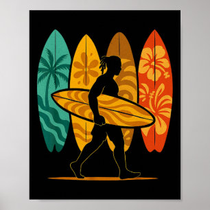 Zomer Surfboarder Golf Surfen Surfplank Strand Su Poster