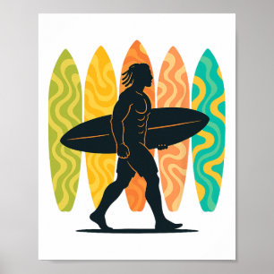 Zomer Surfboarder Golf Surfen Surfplank Strand Su Poster