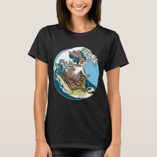 Zomer surfen - Illustratie van schildpad en konijn T-shirt
