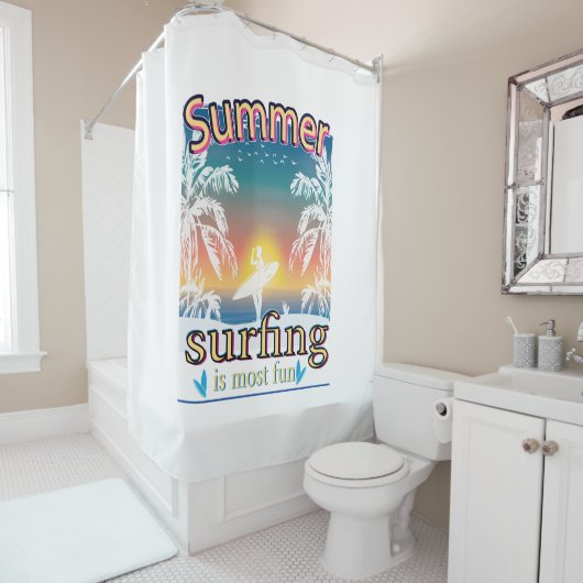 Zomer - Surfen is het meest leuk Douchegordijn (In situ)