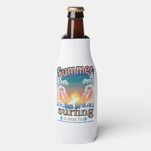 Zomer - Surfen is het meest leuk Flesjeskoeler (Fles Voorkant)