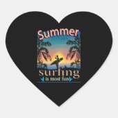 Zomer - Surfen is het meest leuk Hart Sticker (Voorkant)