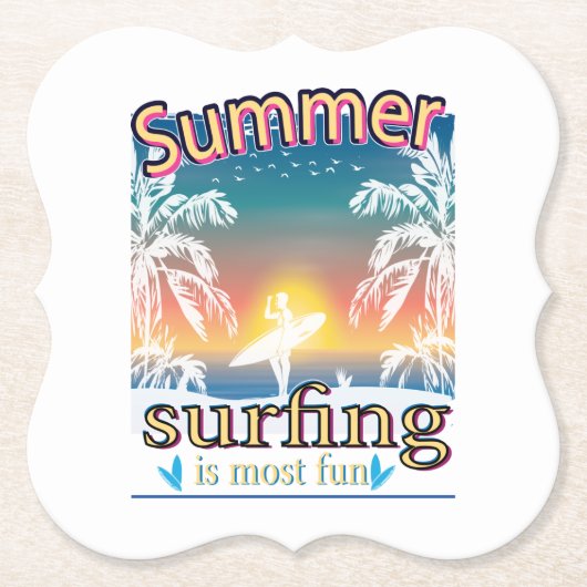 Zomer - Surfen is het meest leuk Kartonnen Onderzetters (Voorkant)