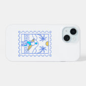 Zomer Surfen Postzegel 1 iPhone 15 Case (Achterkant horizontaal)