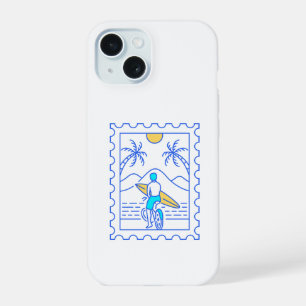 Zomer Surfen Postzegel 1 iPhone 15 Case